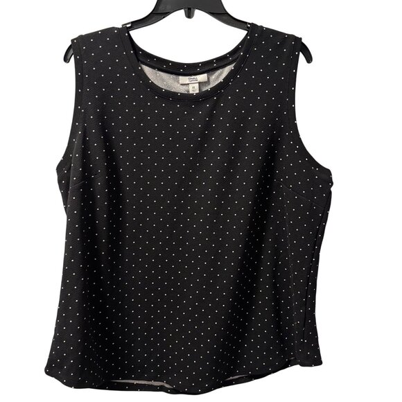 Groft & Barrow Blouse Sz XXL Black Sleeveless Top With White Dots top - Picture 2 of 12